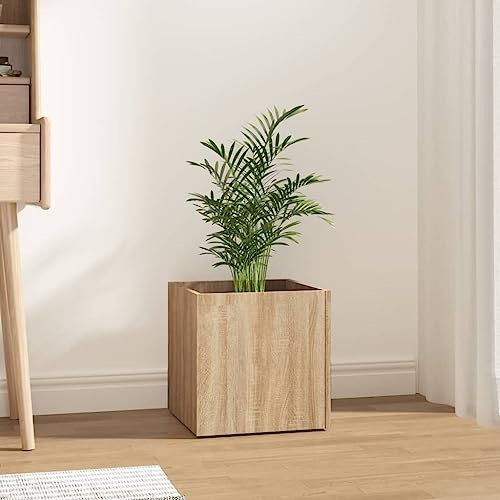 FIRBNUS Jardinière Intérieure Chêne Sonoma 40x40x40 cm Bois d'ingénierie Résistance à l'humidité Pot de Fleurs Cultiver Plantes dans Grande Variété d'endroits Salon Chambre à Coucher Bureau
