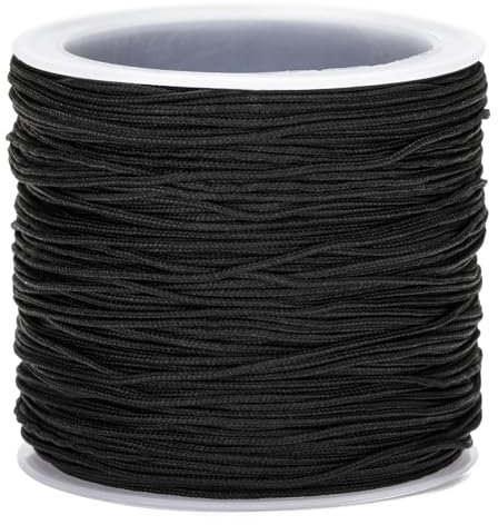 G2PLUS 0.8mm Filo Nylon per Braccialetti,100M Cordino Nylon nero per Braccialetti Intrecciati Gioielli Fai da Te,nodi cinesi Artigianal