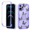 Yoedge Kickstand Phone Case for iPhone 12 Pro Max 6,7, 360°Rotatable Magnetic Ring Holder Cases, Full Body Shockproof Silicone TPU Back Cover with Built-in Screen Protector Case, Butterfly