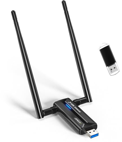 EDUP Adaptador WiFi USB 3.0 WiFi 6E inalámbrico WiFi Dongle adaptador de red AX3000M 802.11AX Tri-Band 6GHz/5GHz/2.4GHz Dual 5dBi Antenas para PC compatible con Windows 11/10 64Bits + controlador de