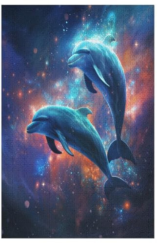 Delfin Puzzle 1000 Teile, Holzpuzzle Für Erwachsene, Impossible Puzzle, Geschicklichkeitsspiel Für Die Ganze Familie, Puzzle Farbenfrohes Legespiel Kinder Puzzles (78×53cm)