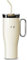 OTE Gobelet isotherme avec paille et anse - Tasse à café à emporter - Double paroi en acier inoxydable - Avec couvercle - Pour voyage et voiture - Pour boissons chaudes et froides - Beige