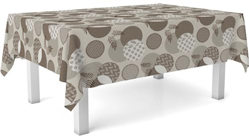 ECOMMERC3 Wachstuchtischdecke abwaschbar rechteckig 100x140 cm Lens Braun | Für den kleinen Küchentisch, wasserdicht, nicht saugfähig, mit feuchtem Tuch abwischbar, in Spanien gefertigt
