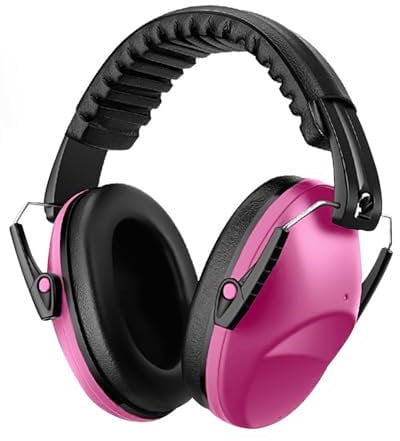 Lorrtta Kids Ear Defenders - Compact Soundproof Earmuffs Ear Protectors for Noise Protection Comfortable Adjustable Ear Defenders for Boys Girls Children Ideal for Autism Sleep Study and Travel Pink