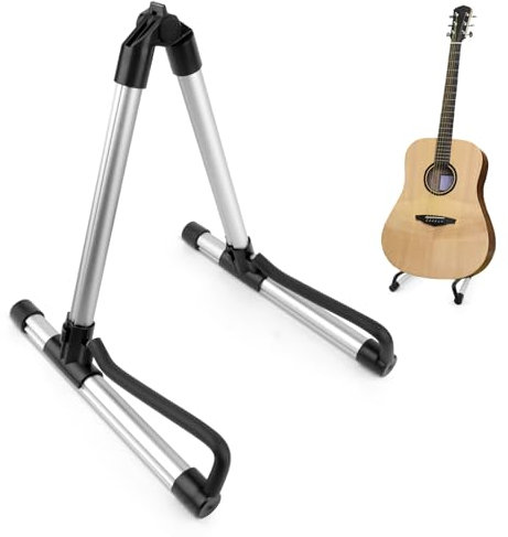 TNOMSNO Support Guitare, Universel Stand Guitare Cadre en A en Aluminium Support de Guitar pour Acoustique Électrique Classique Guitare Basse Porte Guitare avec Caoutchouc Antidérapant