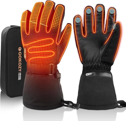 Gokozy Beheizbare Handschuhe für Herren Damen, Motorrad-Handschuhe & Skihandschuhe - 3 Heizstufen, Handwärmer für Wintersport & Wandern, Weihnachts- und Thanksgiving-Geschenk