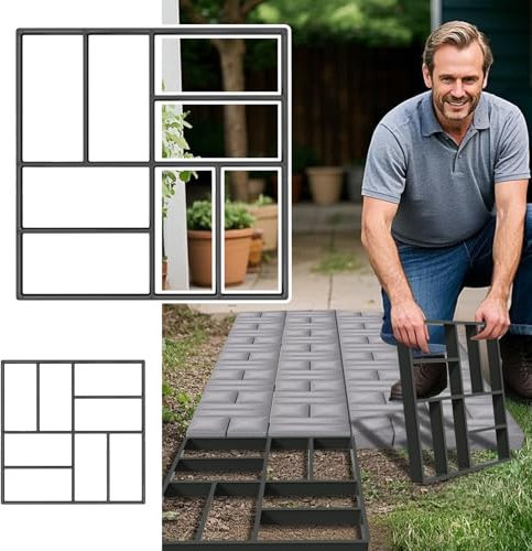 NAIZY 2 Stück DIY Betonform 40x40cm Schalungsform 8 Gitter NO.3 Quadrat Pflasterform Gehweg Gießform Beton Schablone Pflasterschablone Kunststoff, für Trittsteinen Garten Rasenbahnen