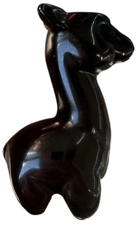 DECORN 2,4 Schwarze Obsidian Heilende Kristall Alpaka Statue Polierte Tasche Stein Geschnitzte Tier Skulptur Figur für Home Office Dekoration Sammlung Geschenk
