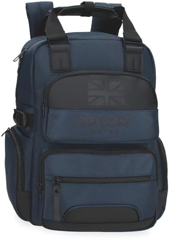 Pepe Jeans Bromley Rucksack für Notebook, 39,6 cm (15,6 Zoll), Blau, 28 x 40 x 16 cm, Polyester, 17,92 l, blau, Talla única, Laptop-Rucksack