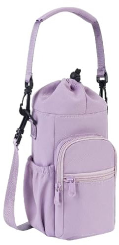 QUEENYARD Tragetasche für Wasserflaschen, Kordelzugärmel, mit verstellbarem Riemen, Sport-Wasserhalter, Thermo-Wasserflasche, Schultertasche