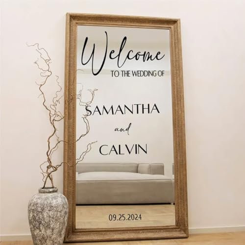 Autocollants Miroir De Mariage Personnalisés, Autocollants En Vinyle For Panneaux De Bienvenue Personnalisés, Panneaux De Mariage For Réception, Décorations De Mariage DIY