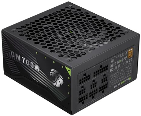GAMEMAX Fuente de Alimentación PC 700W, Full Modular, 80 Plus Bronze, PFC Activo y DC-to-DC, Ventilador de 140 mm, condensadores, 7 Protecciones de Seguridad, GM-700B