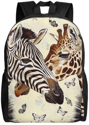 BNVSADC Laptop-Rucksack mit Eulen-Motiv, bedruckt, für Herren und Damen, 38,1 cm (15 Zoll), für Reisen, Schule, Arbeit, Zebra und Giraffe, One size