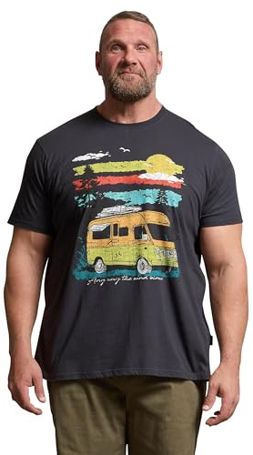 BadRhino Big & Tall Ebony Camper Graphic T-Shirt - Men's - Plus Size Curve Grey