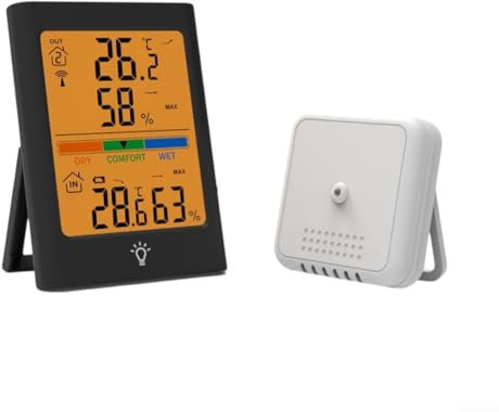 Weather Monitoring Station Digital Wireless Thermometer with Waterproof Housing (black)