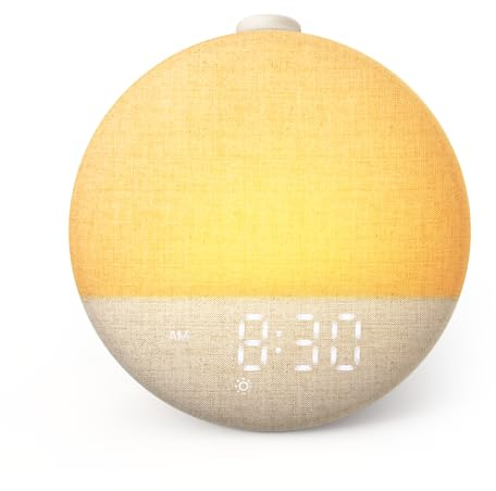 Dreamegg Sunrise Alarm Clock, Wake Up Light for Bedroom, White | 29 Sounds White Noise Machine, One-Click Favorite, 10 Colors Night Light, Digital Display, for Adults, Baby, Gift, Sunrise 2