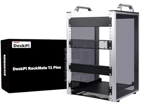 GeeekPi DeskPi RackMate T1 Plus, 8U 10 Zoll Serverschrank, 260 mm Tiefes Mini-Rack mit Regalboden & Blindplatte, für NAS, AV- & Netzwerktechnik (Silber)