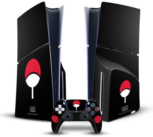 Head Case Designs Offizielle Naruto Shippuden Uchiha-Clan Ikonisch Vinyl Haut Gaming Aufkleber kompatibel mit Sony PlayStation 5 PS5 Slim Disc Edition Console & DualSense Controller