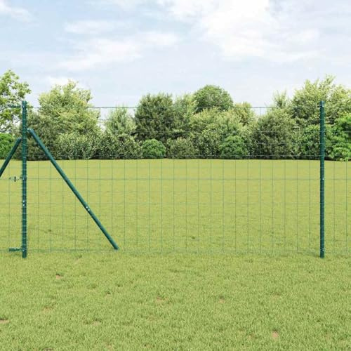 Eurozaun Grün 1,4x10m, PVC-beschichtetes Eisen, robustes Gartenzaun Gitter, wetterbeständiger Schutz für Hühnerstall und Geflügel, langlebige Rolle