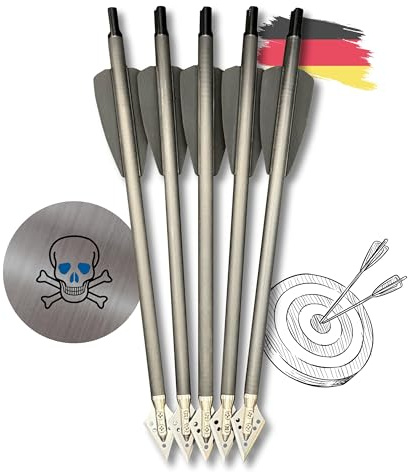 S&K - 5X Carbon Jagdpfeile, Alunocken, 7,5 für Cobra Adder, R9, RX, R10 – Made in Germany – Hochpräzise Armbrustbolzen mit Edelstahl-Jagdklinge & Aluminium-Nocke – 15g