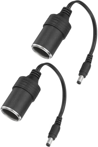 sourcing map 2 Pcs DC 5.5mm x 2.1mm Male to Female Cigarette Lighter Plug Adapter, 20cm 12V Cigarette Lighter Power Supply Cable for Car Charger Car Refrigerator, Silver