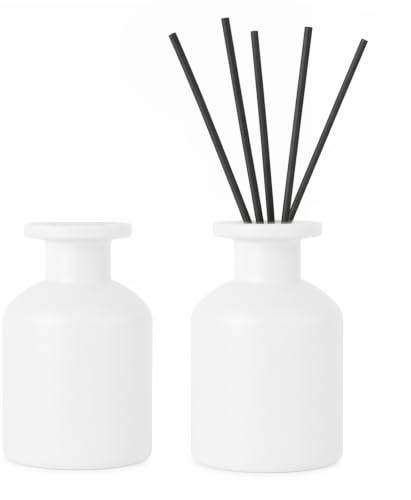 DEARBAG 2 Stück Schwarz Glasdiffusorflaschen Set, 150ml Matte Glasflaschen für Raumduft Diffusor, Leere Diffusorflasche Glas Diffusor Flaschen Behälter für Ätherische Öle Aromatherapie (Weiß)