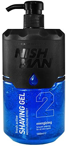 NISHMAN Gel da Barba 02 - Energizing 1000ml - Per una Rasatura Morbida, Idratante e Nutriente - Protezione Perfetta per una Pelle Liscia - Profumo Fresco e Duraturo - Cura Uomo