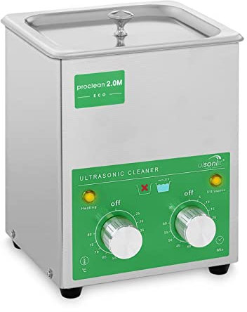 Ulsonix PROCLEAN 2.0M ECO Lavatrice Ultrasuoni Pulitore Ultrasuoni Vasca Ultrasuoni Professionale (2 L, Potenza Ultrasonica 60 W, Potenza di Riscaldamento 50 W, 40 kHz, Timer 60 min, Acciaio Inox)