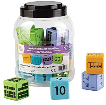 Learning Resources Würfel „Zahlendarstellungen“ (Set mit 16 Stück), Gelb, Grün, Blau, Violett