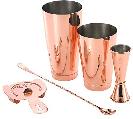 Barfly M37101CP Cocktail Set, 5-Piece Basics, Copper