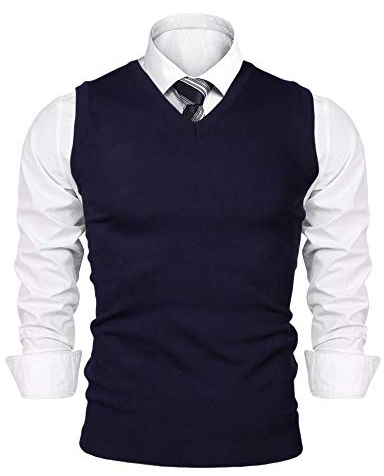 iClosam Men's V Neck Sleeveless Knitted Pullover Sweater Vest Knitwear | V neck design creates a clean layered shape, Sleeveless cut works well over shirts, Knitted sweater vest for men, Sleeveless