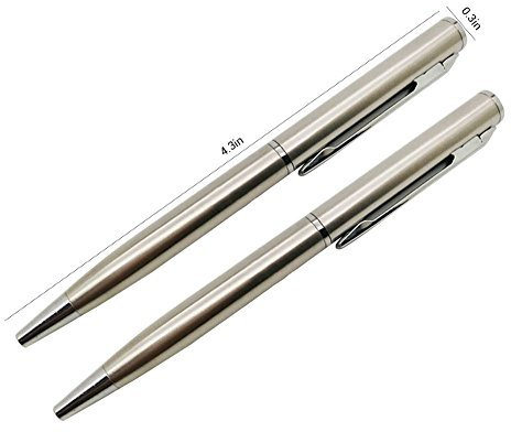 Mallalah Mini Stylo à Bille en Métal 2pcs pour Poche Portefeuille Agenda Sac à Main ou Passeport