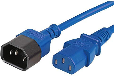 Ex-Pro 0.5m IEC C14 to IEC C13 Power Lead Extension Cable - Blue