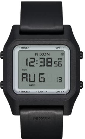 NIXON Staple A1309-100m Water Resistant Men's Digital Sport Watch (38mm Face, 22mm PU/Rubber/Silicone Band) - Black/Positive - Made with #Tide Recycled Ocean Plastics