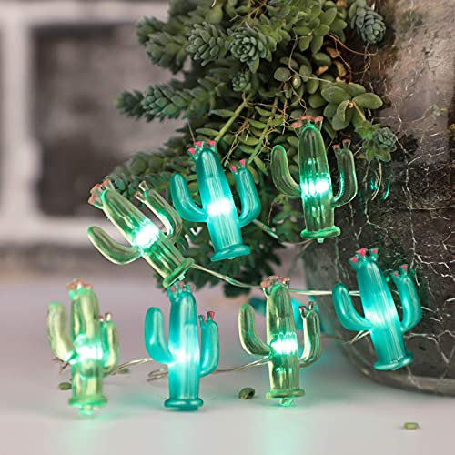 Christmas Cactus String Lights 10FT 40LEDs Nature Theme LED Lights with Remote USB & Battery Operated Fairy Lights for Home Party Wedding Garden Holiday St. Patrick's Day Decor(Green Lights)