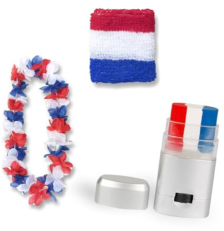 Sonia Originelli Fanset Fanartikel Fanschminke Schminkstift Schweißband Blumenkette in Länderfarben EM WM Fussball, Farbe: Niederlande