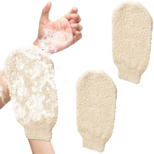 2 Stk Peeling Handschuhe, BetterJonny Bad Dusche Handschuhe Handschuhe Bambus Faser Bad Handschuhe Körper Reinigung Tuch Schwämme für Peeling und Körper Scrubber
