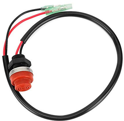 Interrupteur D'arrêt de Moteur de Bateau, Bouton Poussoir Rond Interrupteur sans Clé ABS Fil de 45 Cm Interrupteur D'arrêt de Démarrage de Disjoncteur étanche pour Moteur Hors-bord de Yacht de Bateau