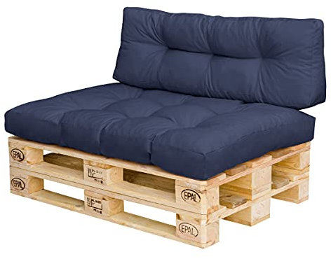 Royal Schneider Set Sitzkissen Rückenkissen Palettensofa Palettenpolster - 2er Set - 1Stk. 120x80 + 1Stk. 120x40, Farbe - Navy