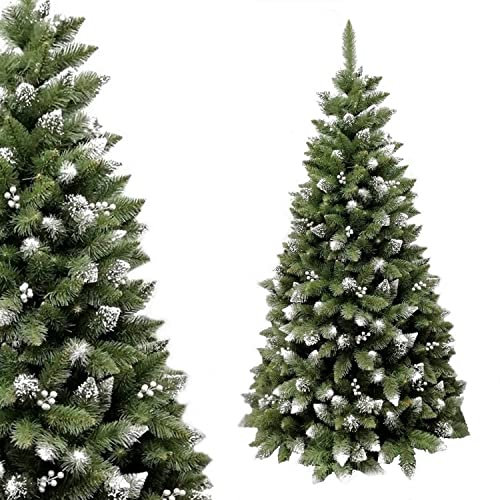 Weihnachtsbaum Künstlicher Tannenbaum Baum Perle Glaskugeln Schnee Christbaum Kunstbaum Tanne Kunsttanne (150cm)