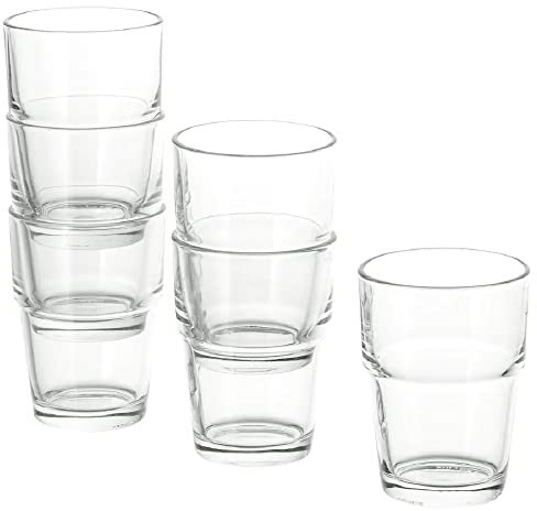 REKO Kleine Glasbecher für Saft, Wasser, Milch, Alltagsgetränke, 17 cl, 6 Stück