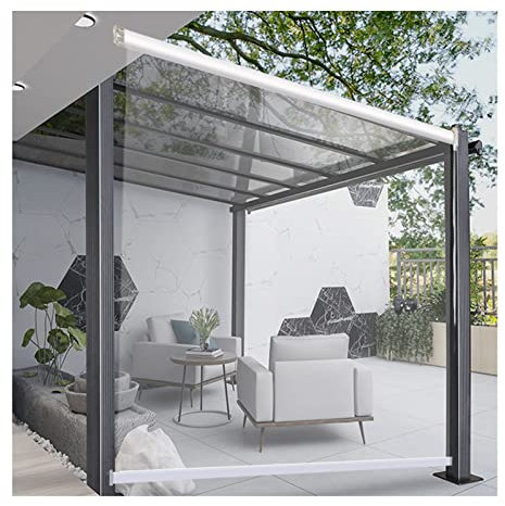 SHUDONGDEN Persianas Transparentes Impermeables De PVC Persianas Enrollables Persiana Enrollable De Pérgola Al Aire Libre, Cortina Impermeable De Vinilo Transparente De PVC,60x100cm/23.6x39.3in