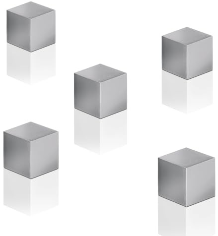 SIGEL Neodym Magnete Cube Design 11x11x11 mm 5 Stück Silbergrau | BA728, Eloxiertes Aluminium, für Glas-Magnettafeln und Whiteboards