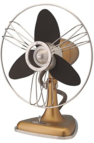 bimar VTM34.CA Ventilatore da Tavolo Vintage 35W, Corpo in Metallo, Elica Ø 30cm con 3 Pale in EVA, Comandi Vintage con Levetta Selettore 3 Velocità, Orientabile Destra Sinistra