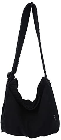 Sumleno Grunge Bag Hobo Boho Hippie Crossbody Bag Sling Purses for Office Shopping Travel Y2k Aesthetic, Schwarz