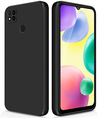 GiiYoon Hülle Kompatibel mit Xiaomi Redmi 10A / Redmi 9C / 9C NFC, Hochwertiges Liquid Silicone Case, Rundumschutz Handyhülle, Kratzfestes Weiches Mikrofaserfutter- Schwarz