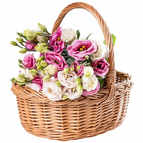 Creative Home Osterkorb Picknickkorb Weidenkorb mit Henkel Einkaufskorb | 35 x 30 x 35 cm (+/- 1 cm) | Groß und Leicht | Naturbraun | Handgeflochten | Universell Langlebig Geflochten | Osterkörbchen