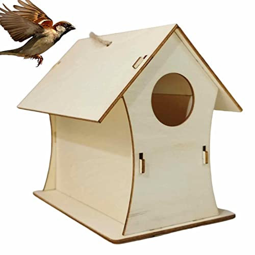 Casetta per uccelli in legno da appendere all'aperto, Hummingbird Bird House Decorazione per il giardino - Colibribo in legno naturale per uccelli hummingbird Wren Swallow Sparrow Hepvet