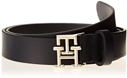 Tommy Hilfiger Damen Gürtel Logo 2,5 cm Ledergürtel, Blau (Space Blue), 80 cm