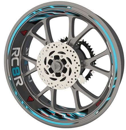 Komplettes Set mit Aufklebern für Motorrad KTM RC8R Premium Qualität (Sticker für 2 Felgen) (Azur)